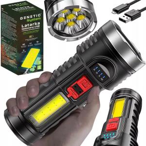 GENETIC LATARKA AKUMULATOROWA REFLEKTR SZPERACZ LED MOCNY MOCNA ŁADOWANA