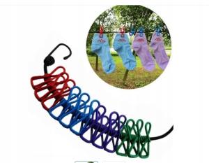 ELASTYCZNA LINKA NA PRANIE 12 SZTUK KLAMEREK SPINACZE DO PRANIA TURYSTYCZNA