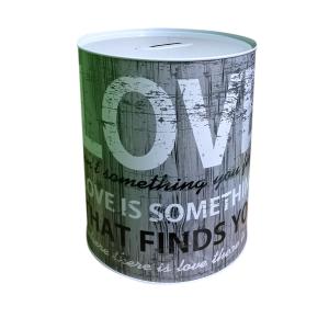 Skarbonka puszka metalowa 15X10CM NIE OTWIERALNA