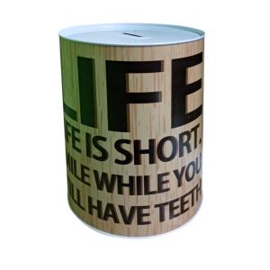 Skarbonka puszka metalowa 15X10CM NIE OTWIERALNA  (P2)