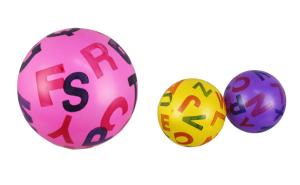 PIŁKA GUMOWA DO ZABAW ŚREDNICA 30  literki