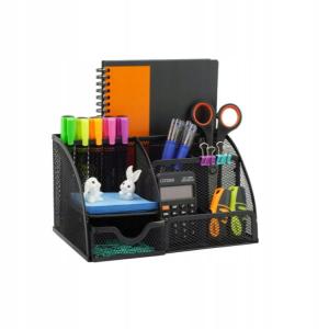 ORGANIZER NA DLUGOPISY przybornik metalowy na biurko pojemnik