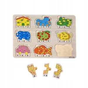 DREWNIANE PUZZLE UKŁADANKA NAUKA LICZENIA