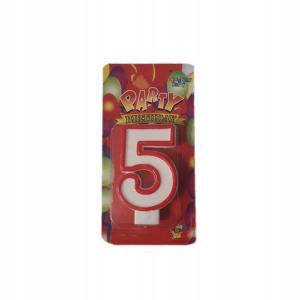 Świeczka cyferka urodzinowa CYFRA 5