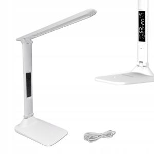 LAMPKA BIURKOWA LED 3 SKŁADANA TERMOMETR ZEGAREK USB