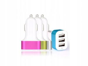 ŁADOWARKA SAMOCHODOWA 3x USB 1.0A 2.0A 2,1A