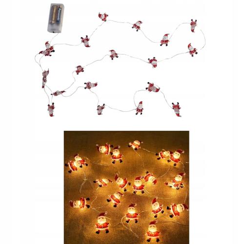 LAMPKI DRUCIKI 20 LED NA BATERIE MIKOŁAJE