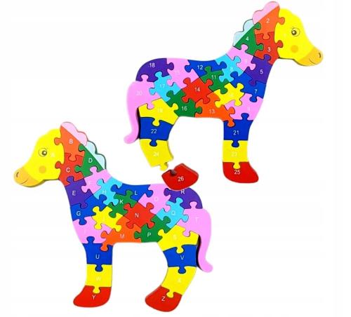 Edukacyjne puzzle drewniane - Koń