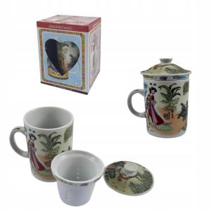 KUBEK ZAPARZACZ DO HERBATY PORCELANOWY