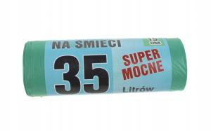 Worki na śmieci 35L ZIELONE 15 sztuk