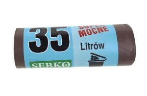 Worki na śmieci 35L   Brązowe 15 sztuk  