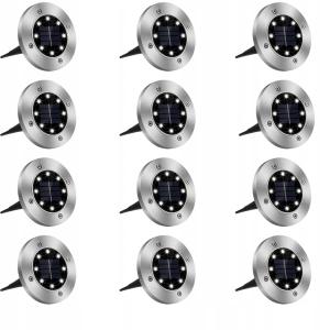 Lampki SOLARNE GRUNTOWE Disk Light 12 SZTUK