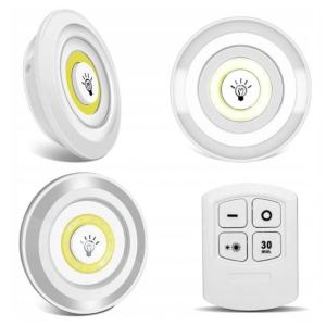 LAMPKA LED BEZPRZEWODOWA NA BATERIE 3 SZT + PILOT