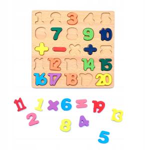 DREWNIANE PUZZLE EDUKACYJNE cyfry liczenie