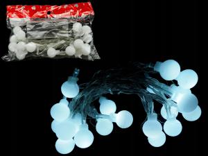 LAMPKI CHOINKOWE LED 20 KULKI BIAŁE ZIMNE