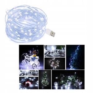 LAMPKI DRUCIKI 30 LED NA ZIMNY BIAŁY +USB