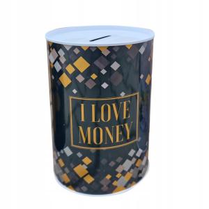 Skarbonka puszka metalowa 12x8cm LOVE MONEY