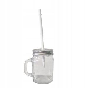 KUBEK SZKLANY SŁOIK ZE SŁOMKĄ DLA DOROSŁYCH 450ML SZKLANKI DO LEMONIADY