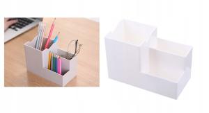 Organizer plastikowy biurkowy BIAŁY 16x10x7 cm