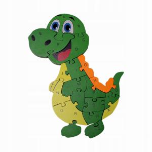 Drewniane PUZZLE edukacyjne NAUKA LITER SMOK