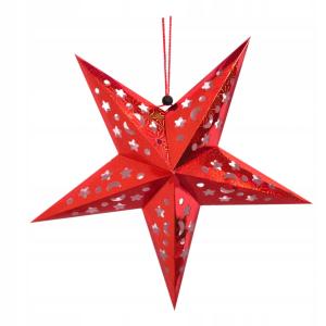 GWIAZDA PAPIEROWA 3D ZAWIESZKA ŚWIĄTECZNA CZERWONA 60CM