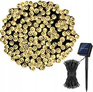LAMPKI ŚWIĄTECZNE Solarne Zewnętrzne Ozdobne Ogrodowe 12 METRÓW 100 LED