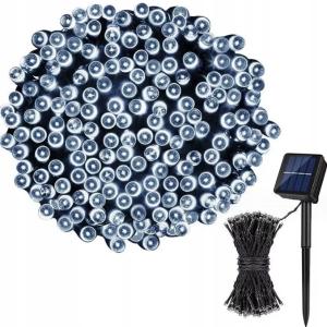LAMPKI ŚWIĄTECZNE Solarne Zewnętrzne Ozdobne Ogrodowe 12 METRÓW 100 LED