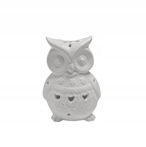 Figurka Dekoracyjna Sowa Biała Ceramika 15cm