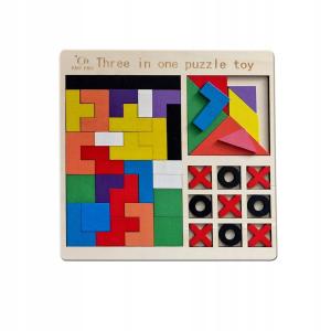 PUZZLE DREWNIANE TETRIS KLOCKI UKŁADANKA LITERKI